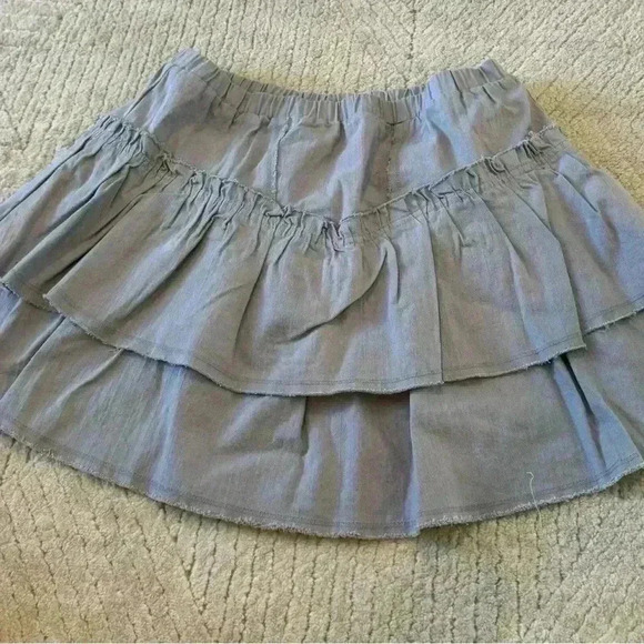 Kirious Los Angeles Ruffle Light Denim Blue Mini Skirt Y2K Size Small - Picture 1 of 4